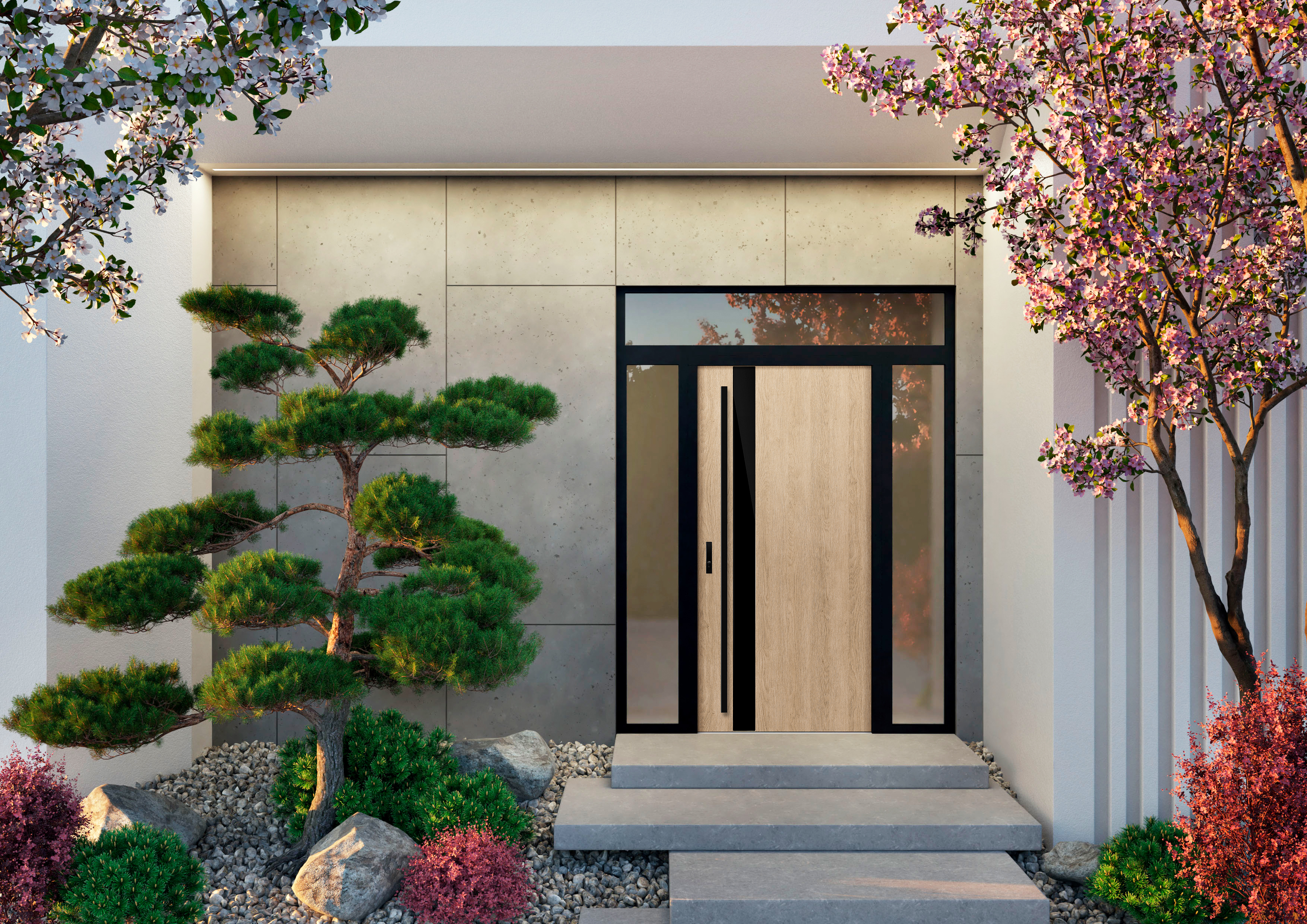 Drzwi zewnętrzne aluminiowe HORN 4 dąb surowy Erkado