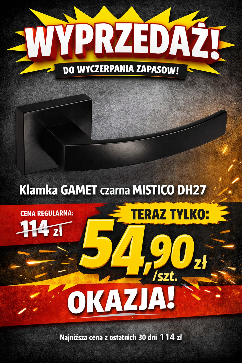 Wyprzedaż klamki do drzwi GAMET MISTICO